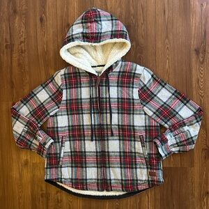 L.L. Bean Women’s Sherpa-Lined Classic Hooded Plaid Flannel